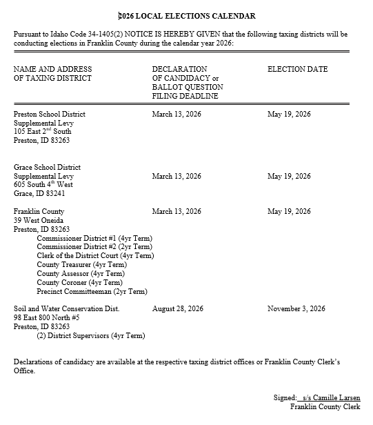 2026 election calendar POST